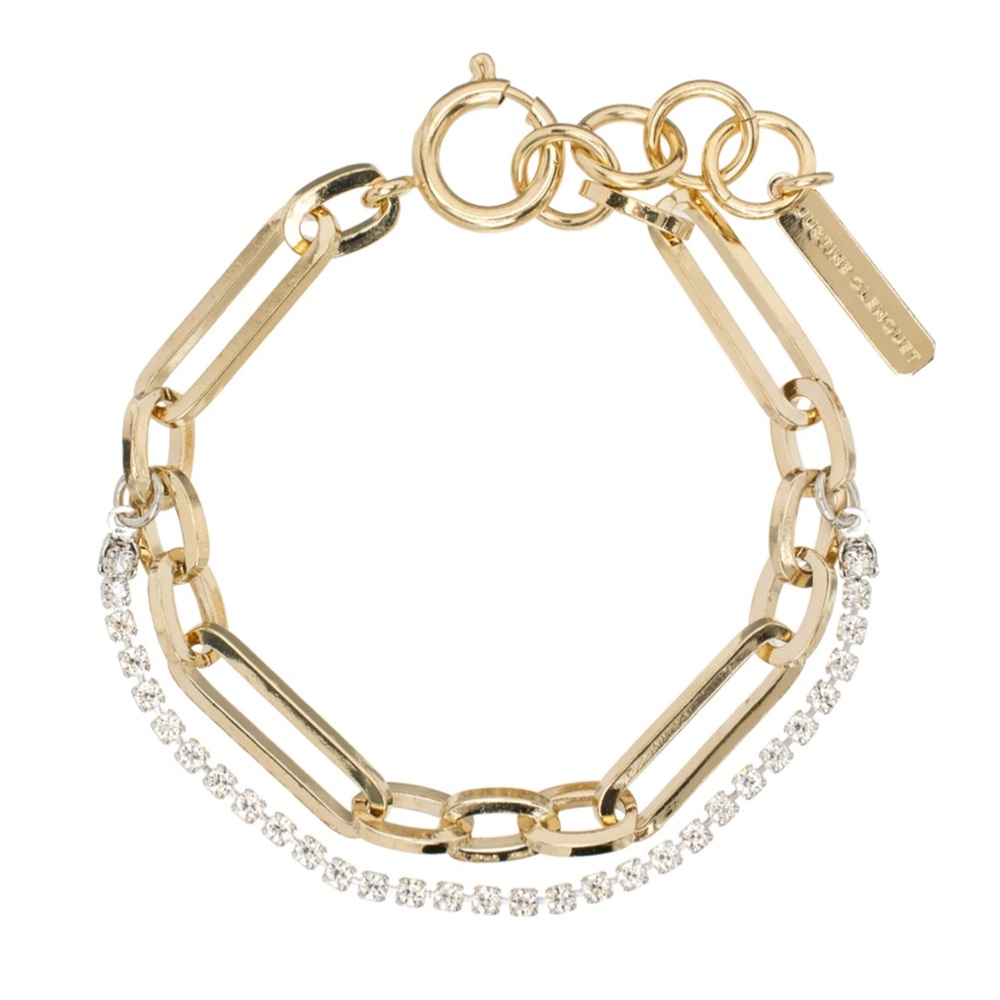 NWT JUSTINE CLENQUET Paloma 24K Gold & Swarovski Crystal Multi Chain Bracelet